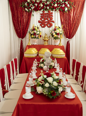 DECOR CHO MẪU TRANG TRÍ GIA TIÊN TONE MÀU ĐỎ - Lavende Decor -Trang Trí Tiệc Cưới-Trang Trí Gia Tiên