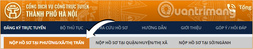 Chọn Nộp hồ sơ tại Phường/Xã/Thị trấn
