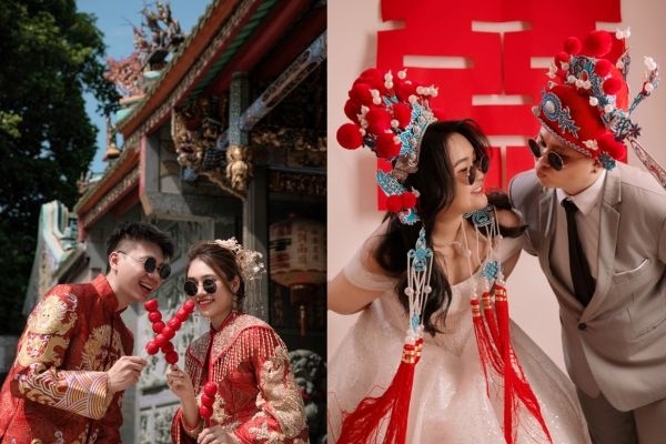 Chụp ảnh cưới áo khỏa tại những ngôi chùa lớn ở Chợ Lớn hay studio tại Veronica Wedding