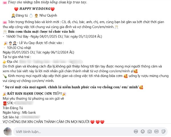 Gửi lời cảm ơn từ xa đến những tấm lòng vàng không thể trực tiếp đến dự