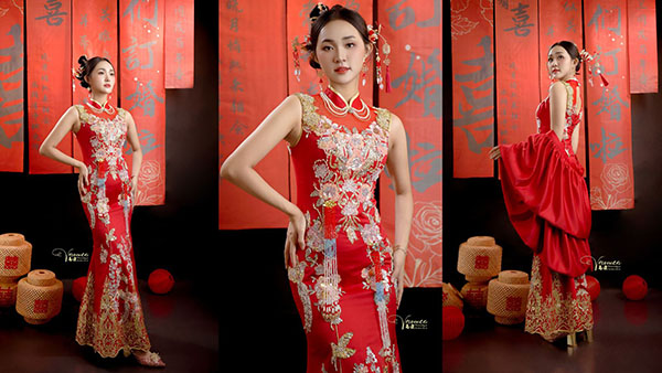 Thiếu nữ trong trang phục cổ điển tạo dáng tự nhiên