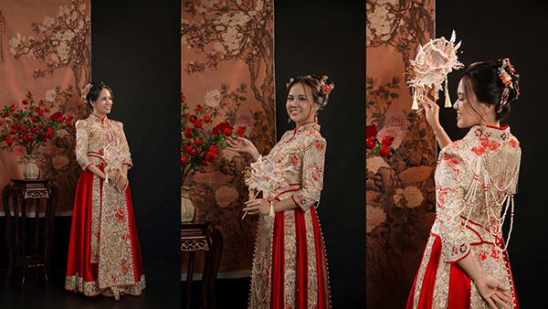 Mẫu chụp ảnh chân dung với trang phục mang cảm hứng Trung Hoa
